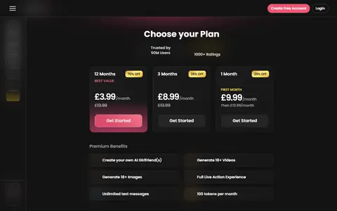 Candy AI plans page as checked on 17 October 2026